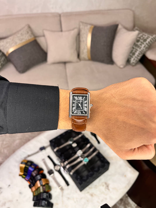 Cartier Tank |كارتير تانك جلد بني
