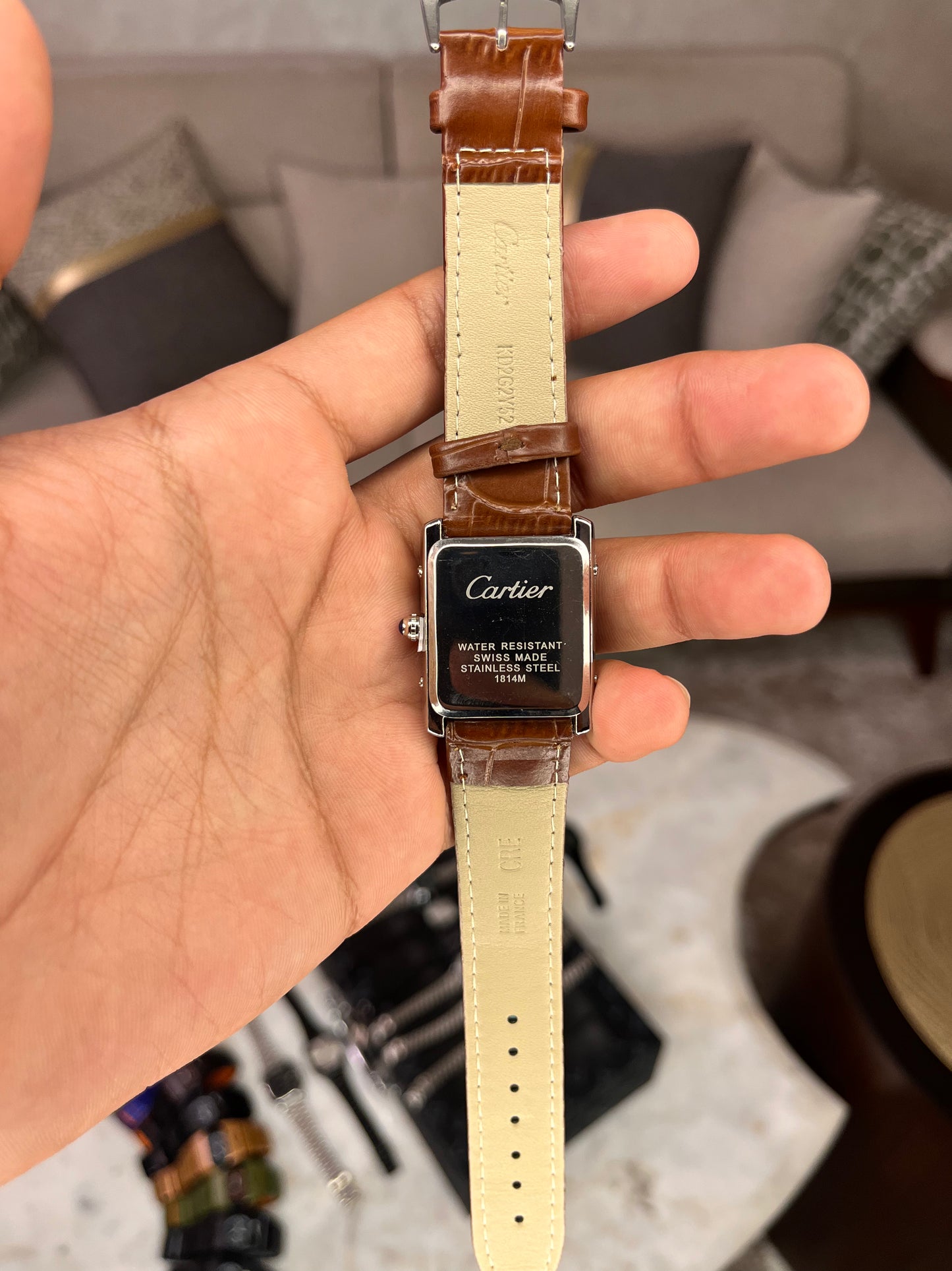 Cartier Tank |كارتير تانك جلد بني